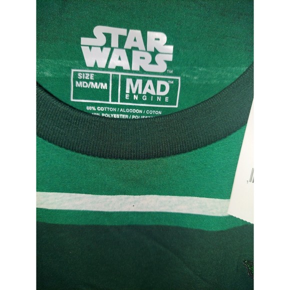 Star Wars Mandalorian Green Striped T-shirt Mad Engine Men's medium NWT - Picture 2 of 2